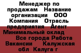 Менеджер по продажам › Название организации ­ ООО Компания › Отрасль предприятия ­ Агент › Минимальный оклад ­ 30 000 - Все города Работа » Вакансии   . Калужская обл.,Калуга г.